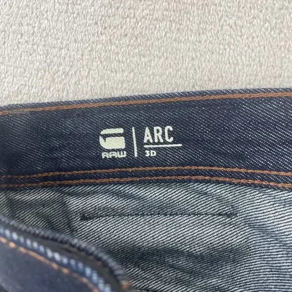 G-STAR RAW Arc Icon 3D Jeans Men 36x32 Dark Blue Slim Fit Button Fly NWOT $200